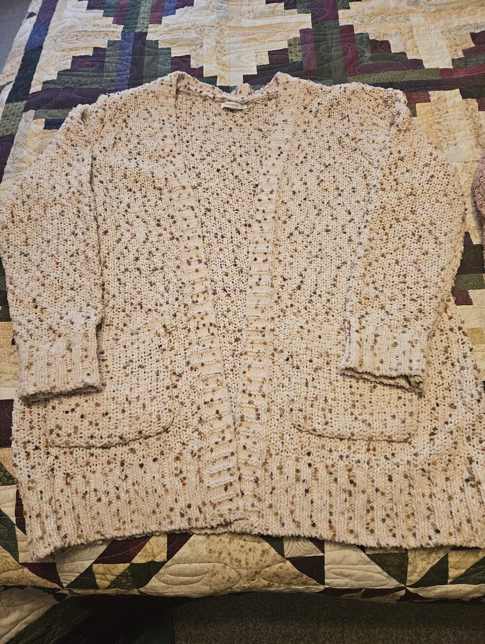 Staccato Cream Speckled Open-Front Knit Cardigan